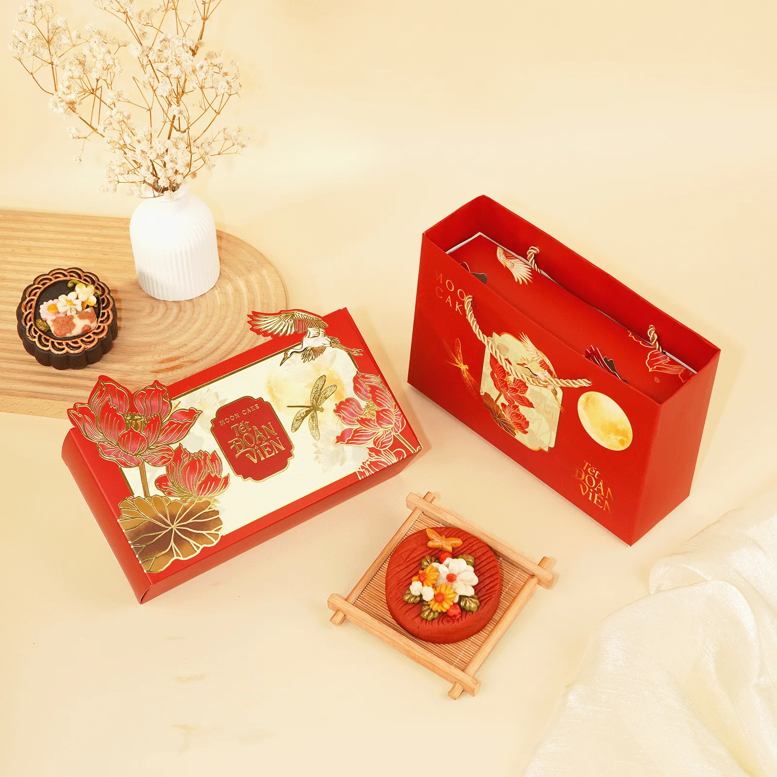 [Bánh Tự Chọn + Hộp Túi Đẹp ] Set Quà Trung Thu 2B Nguyệt Liên, Healthy Giảm Ngọt, Hiện Đại DL0079
