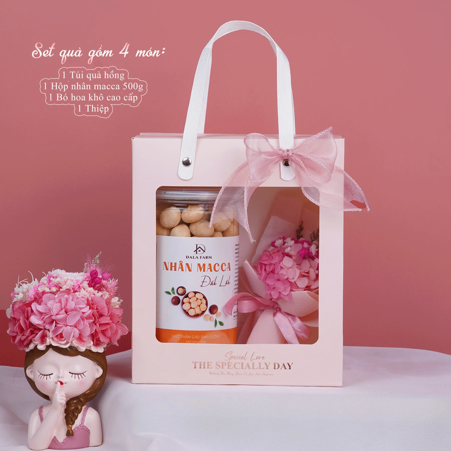 [HỘP TỰ GẤP - TẶNG THIỆP] Set Quà Tặng DALA – Hoa Khô Cao Cấp & Hạt Dinh Dưỡng DL0076