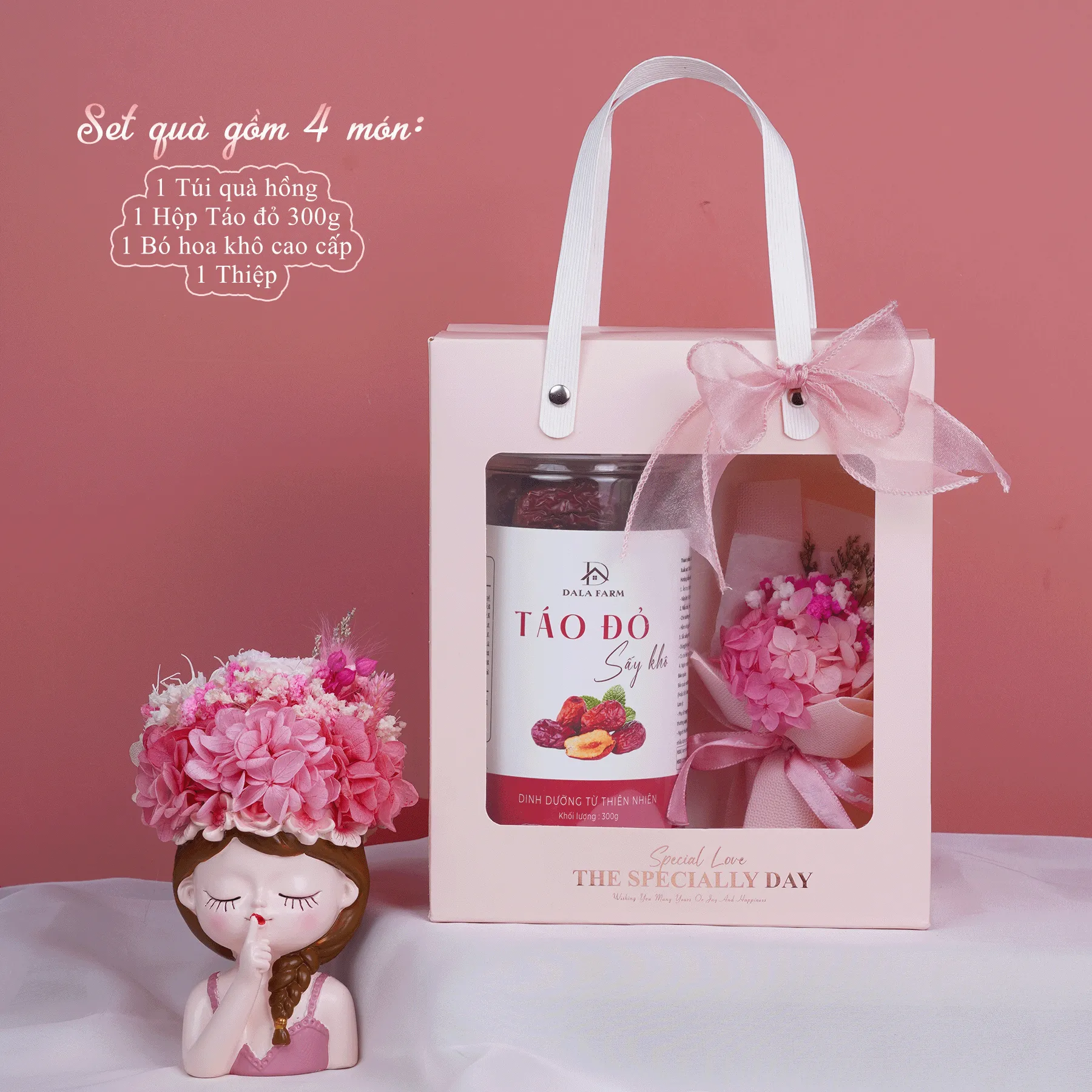 [HỘP TỰ GẤP - TẶNG THIỆP] Set Quà Tặng DALA – Hoa Khô Cao Cấp & Hạt Dinh Dưỡng DL0076