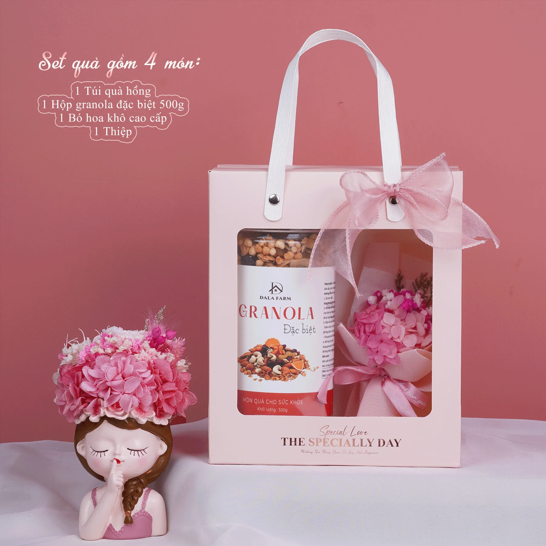[HỘP TỰ GẤP - TẶNG THIỆP] Set Quà Tặng DALA – Hoa Khô Cao Cấp & Hạt Dinh Dưỡng DL0076