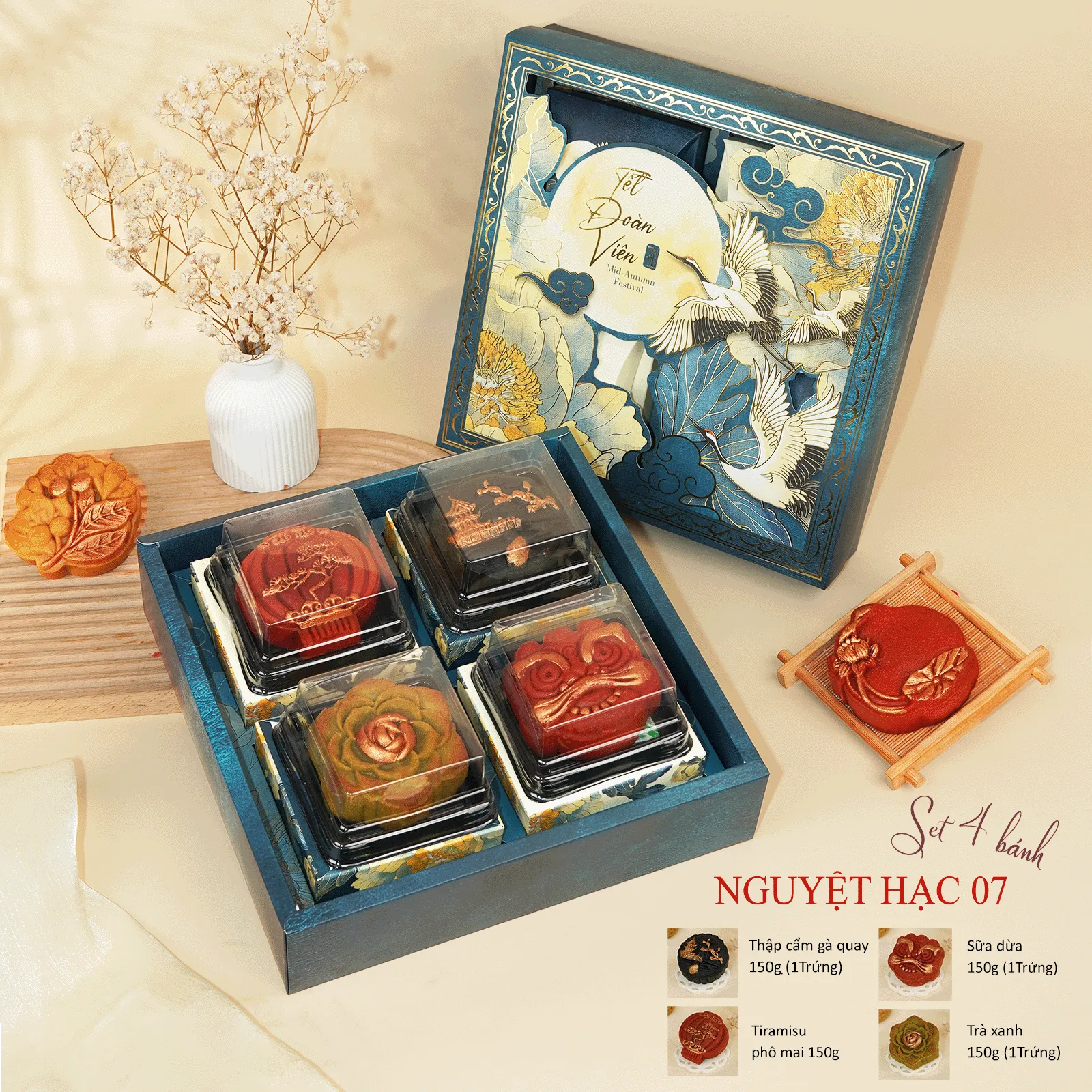 [HỎA TỐC - HSD 20 ngày] Set Quà Trung Thu DL0077, Quét Nhũ Hiện Đại, Ít Ngọt 150g