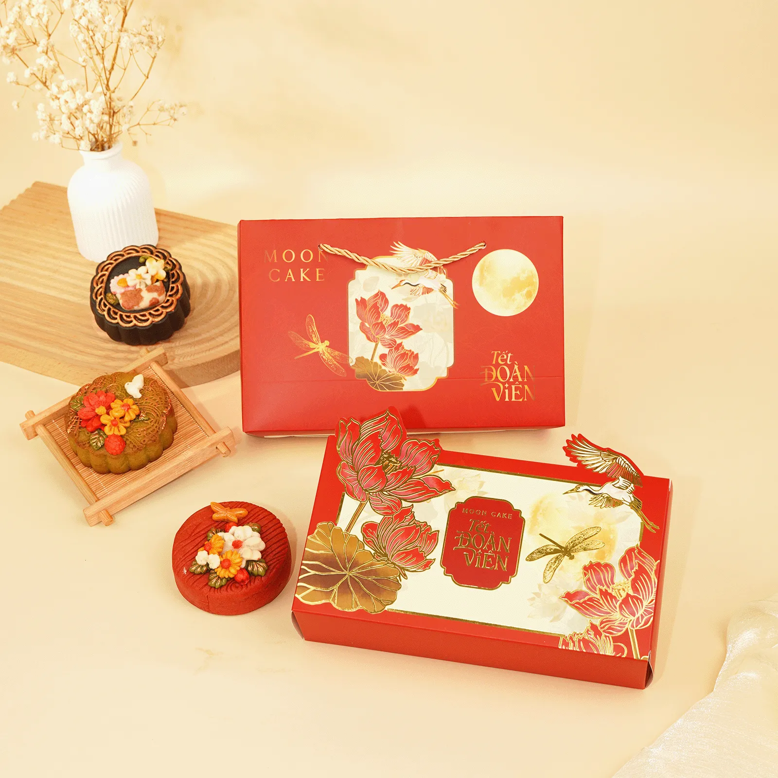 [Bánh Tự Chọn + Hộp Túi Đẹp ] Set Quà Trung Thu 2B Nguyệt Liên, Healthy Giảm Ngọt, Hiện Đại DL0079