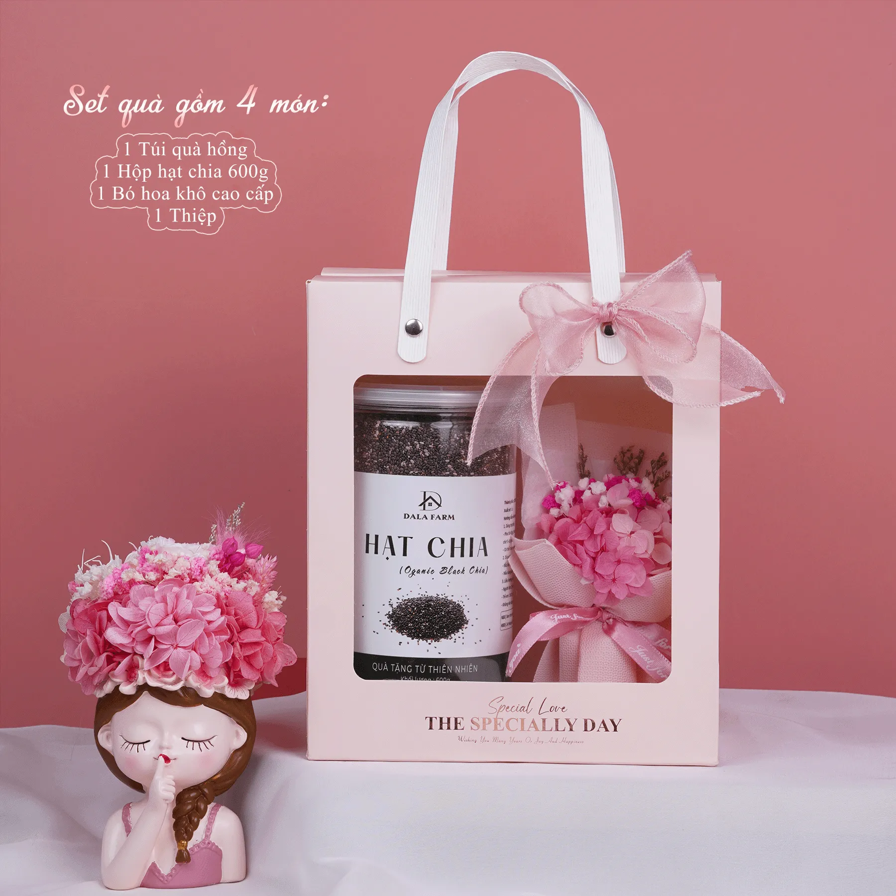 [HỘP TỰ GẤP - TẶNG THIỆP] Set Quà Tặng DALA – Hoa Khô Cao Cấp & Hạt Dinh Dưỡng DL0076