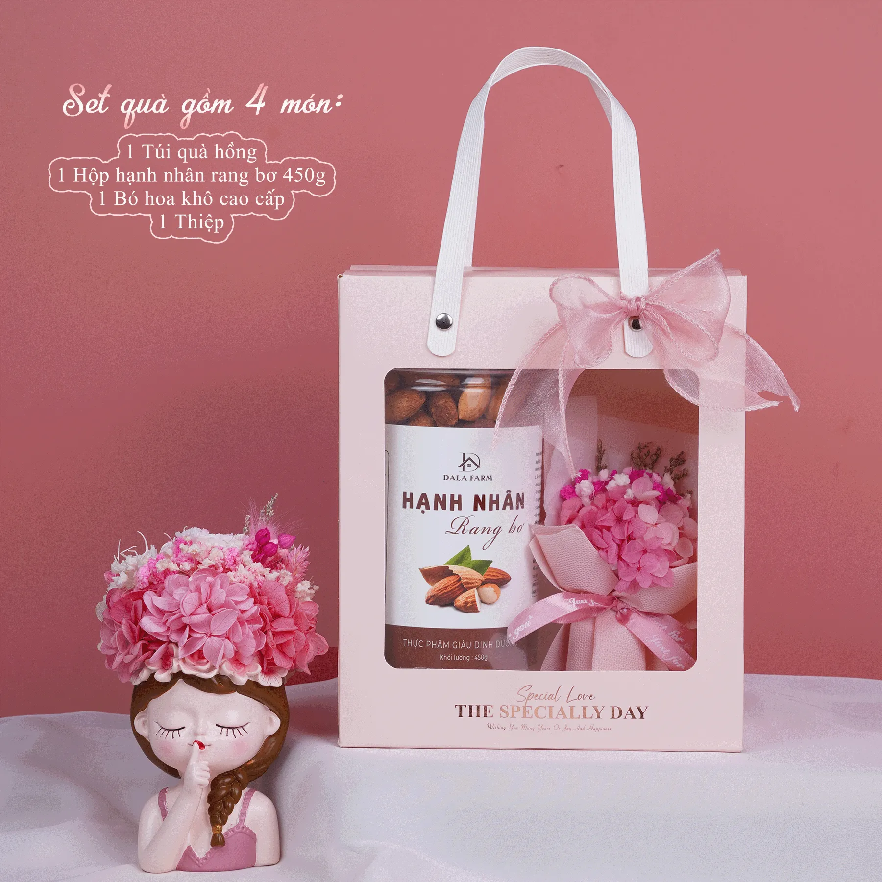 [HỘP TỰ GẤP - TẶNG THIỆP] Set Quà Tặng DALA – Hoa Khô Cao Cấp & Hạt Dinh Dưỡng DL0076